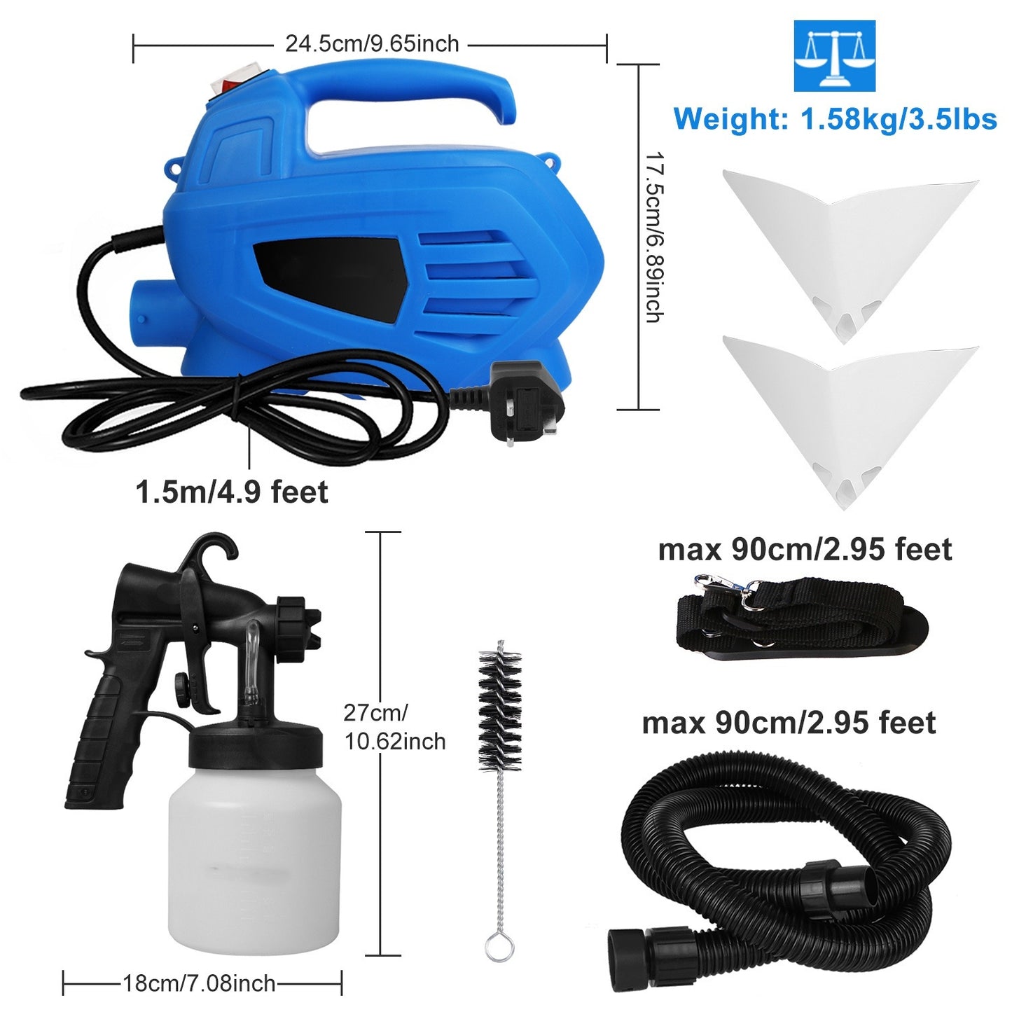 800ML Paint Sprayer 650W, minimum Output HVLP Oil Primer Water Spray, With 3 Spraying Modes Motor And Removable Container