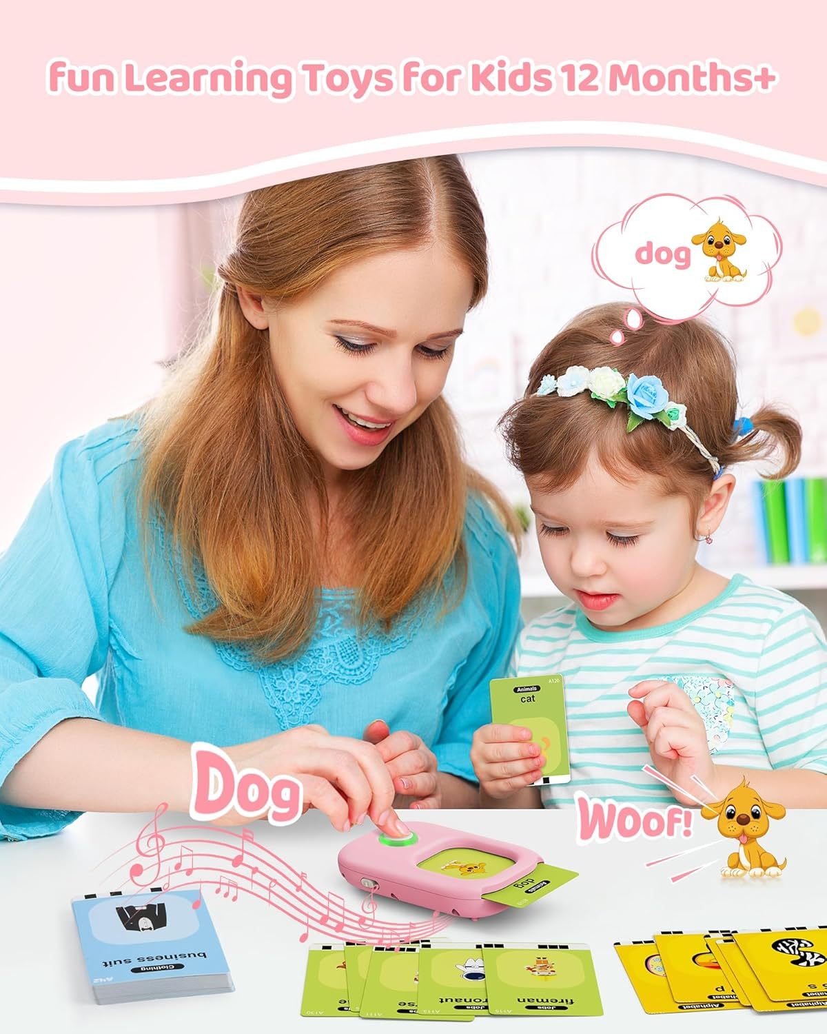 Talking Flash Cards,Kids Toddler Flash Cards With 448 Sight Words,Montessori Toys,Autism Sensory Toys,Speech Therapy Toys,Learning Educational Gifts For Age 1 2 3 4 5 Years Old Boys And Girls