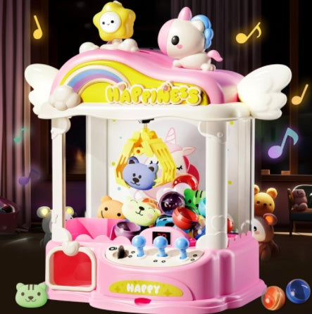 Pink Mini Claw Machine Unicorn Toy Suitable For Children Aged 6-8 Arcade Game Vending Machine, With LED Lights And Adjustable Sound Gift