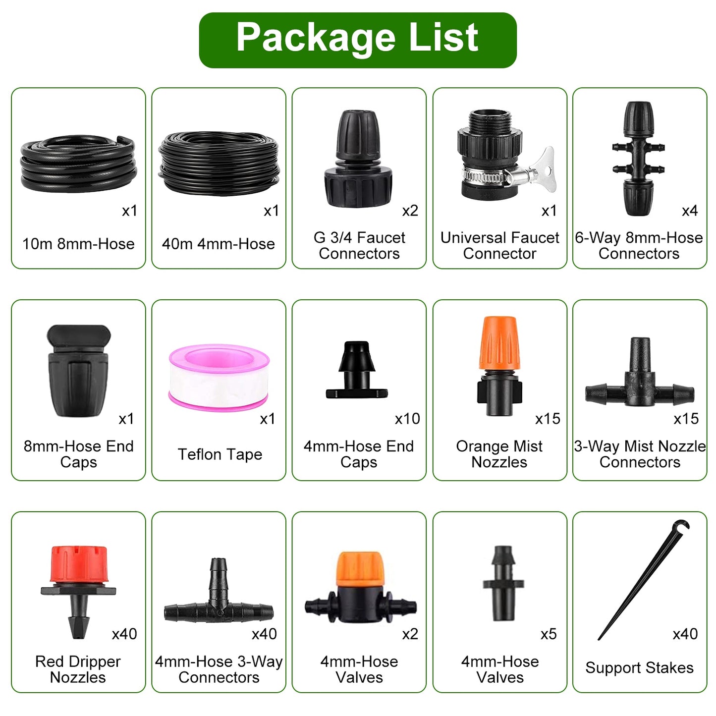 1Set Drip Irrigation Kit Automatic Garden Irrigation System Misting Plant Watering Drip Kit For Garden Greenhouse Flower Bed Patio Lawn