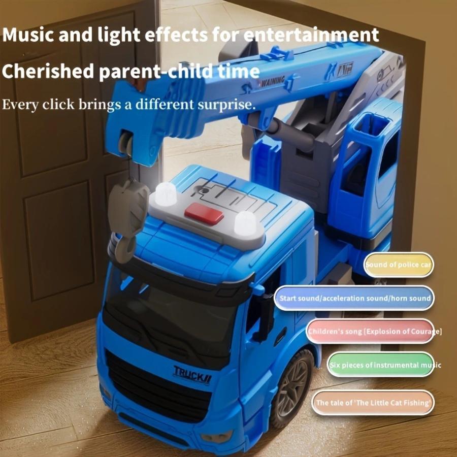 Children's Small Yellow Crane Toy With Light And Sound Perfect Children's Construction Toy Car Children's Holiday Gift Birthday Gift