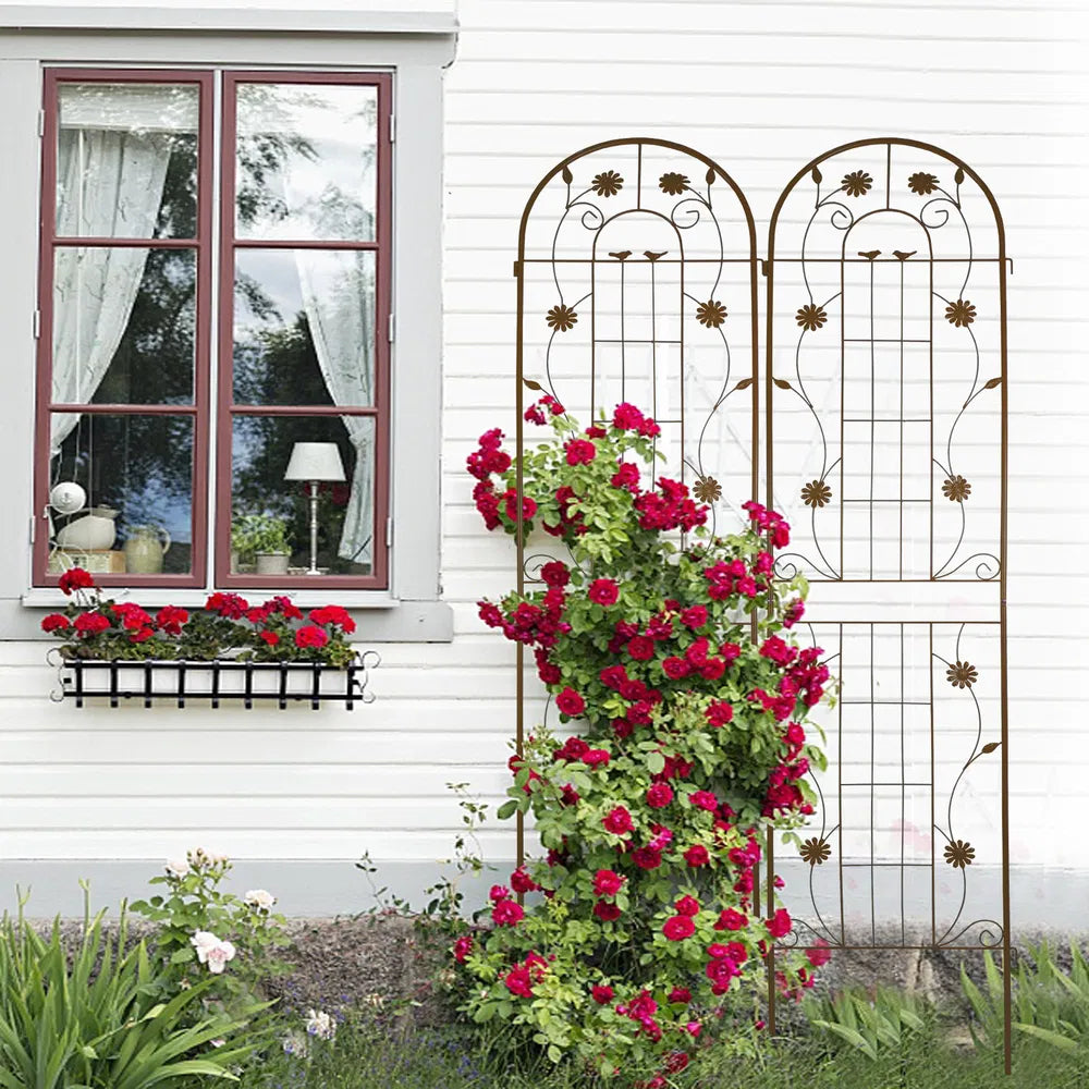 2 Pack Metal Garden Trellis 86.7" X 19.7" Rustproof Trellis For Climbing Plants Outdoor Flower Support