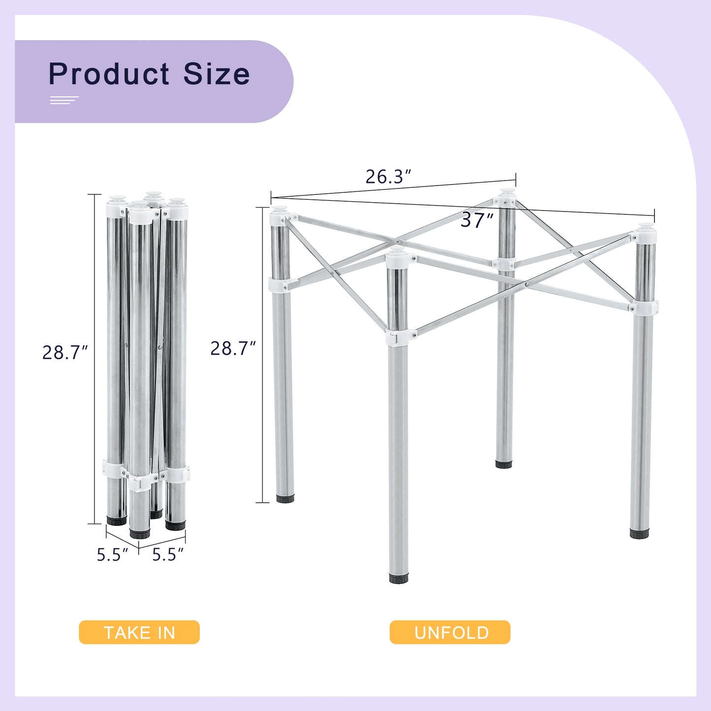 Table Legs Only - Minimalist Silver Stainless Steel Folding Table Frame - Versatile, Space-saving. Folding Table Stand In Silver Stainless Steel