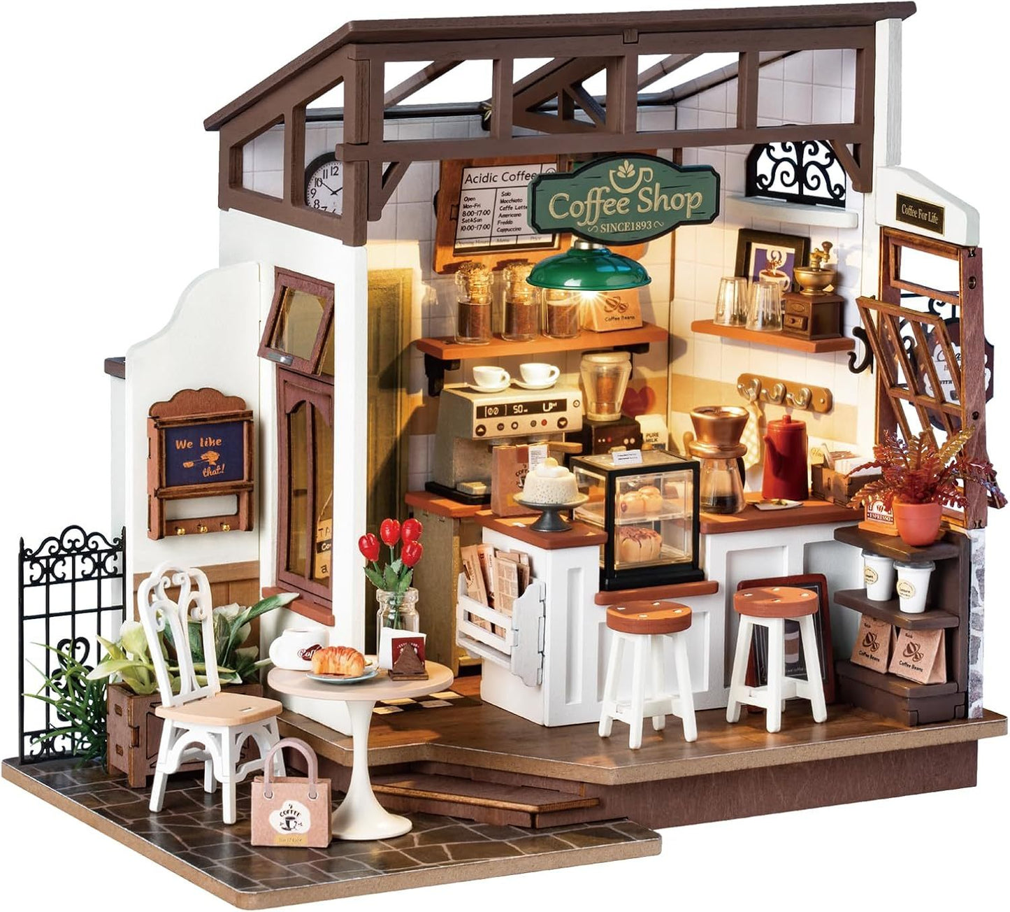 ROBOTIME Rolife No.17 Cafe Miniature House Kit DG162 3D Wooden Building Toys For Gifts DG162