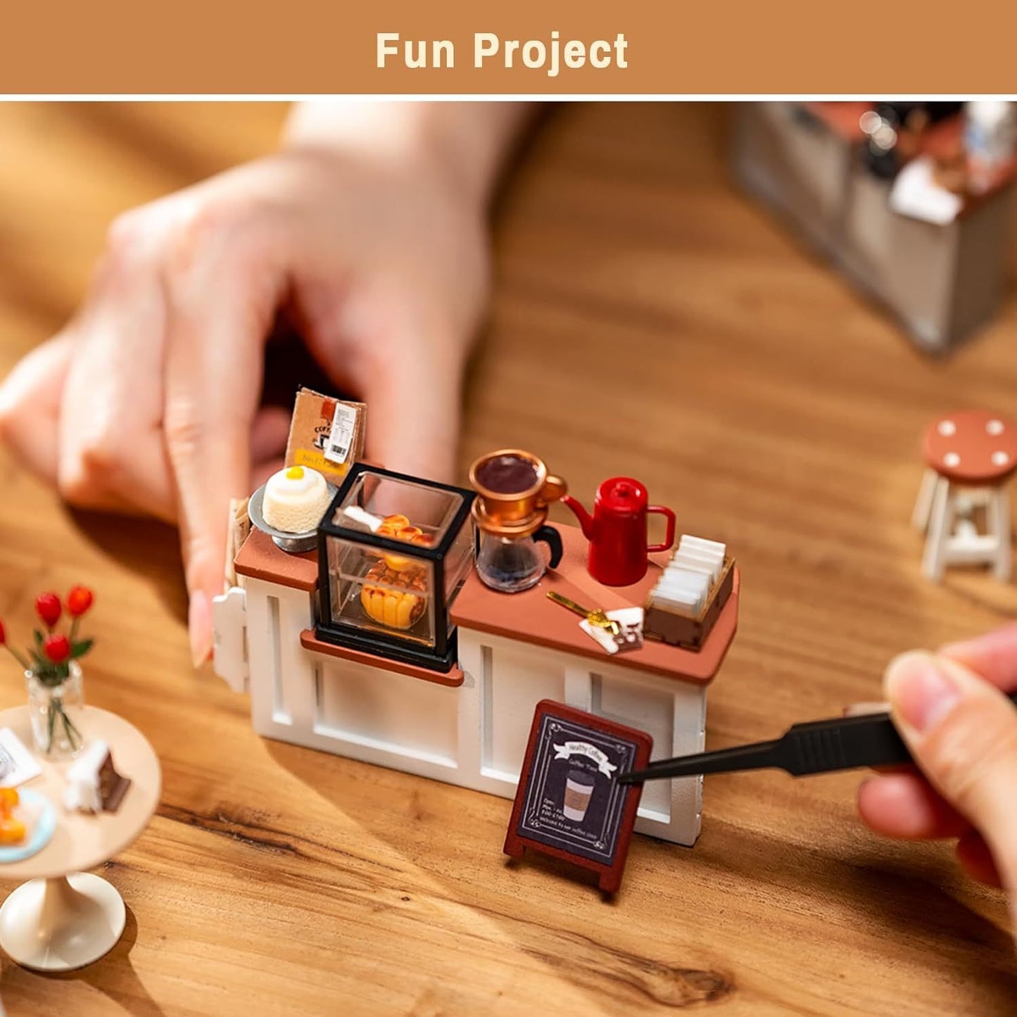 ROBOTIME Rolife No.17 Cafe Miniature House Kit DG162 3D Wooden Building Toys For Gifts DG162