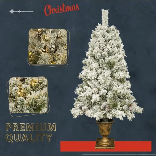 Pre-lit Xmas Tree Artificial Christmas 4-Piece Set