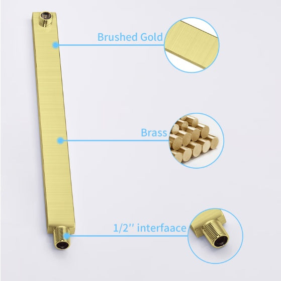 Brushed Gold Rain Shower System Shower Mixer Combo Set Wall-mounted