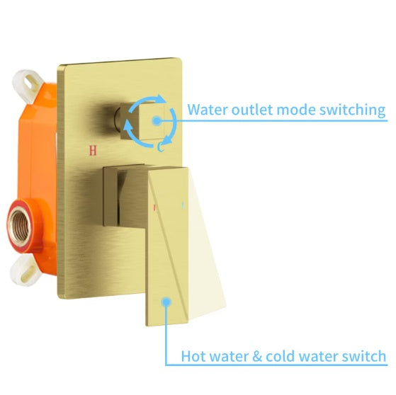 Brushed Gold Rain Shower System Shower Mixer Combo Set Wall-mounted