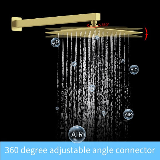 Brushed Gold Rain Shower System Shower Mixer Combo Set Wall-mounted