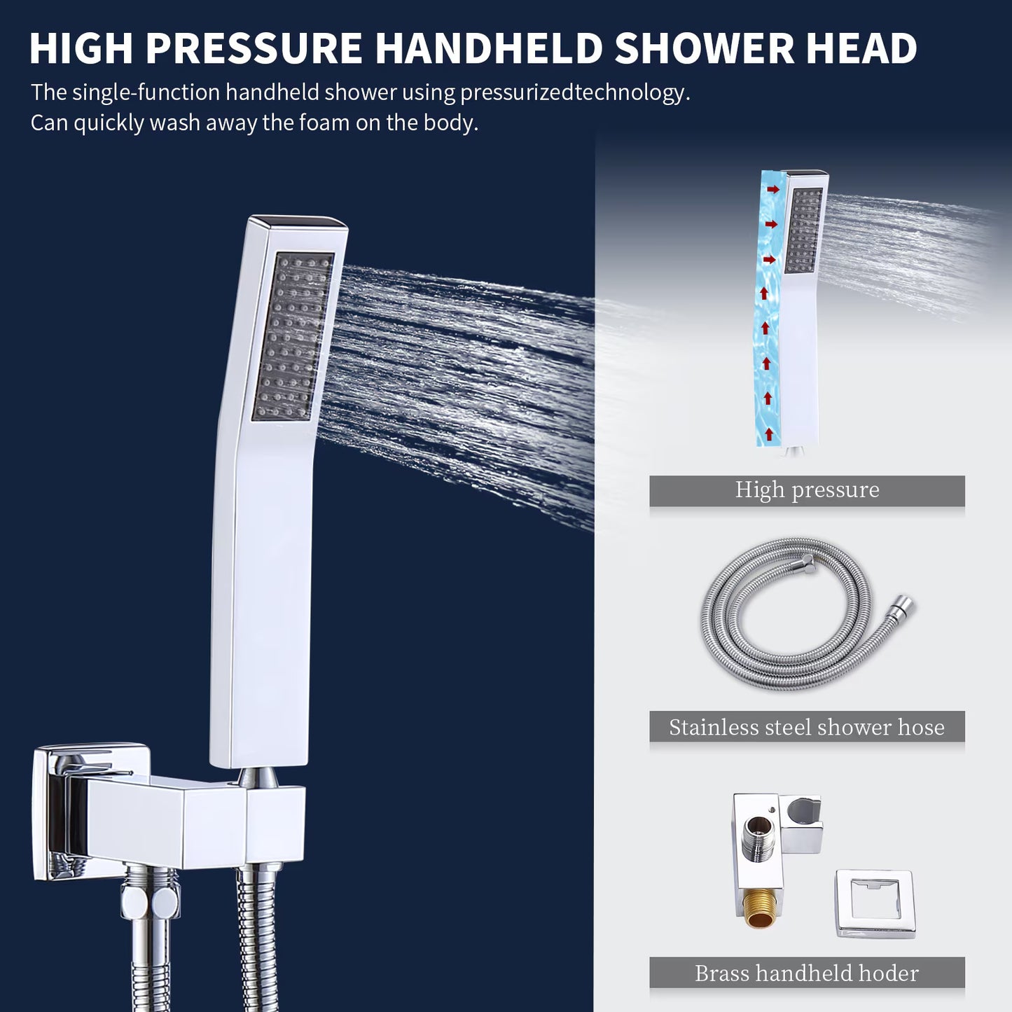 Silver Chrome Rain Metal Shower Faucets Set