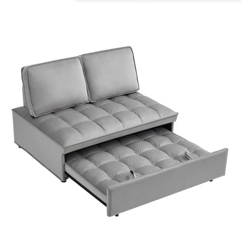 Convertible Sleeping Sofa Bed, Modern Velvet Fabric Double Seat Sofa Bed, Sleeping Sofa Bed With 2 Backs And Detachable Backs, Backs, Suitable For Living Room Bedroom,Grey