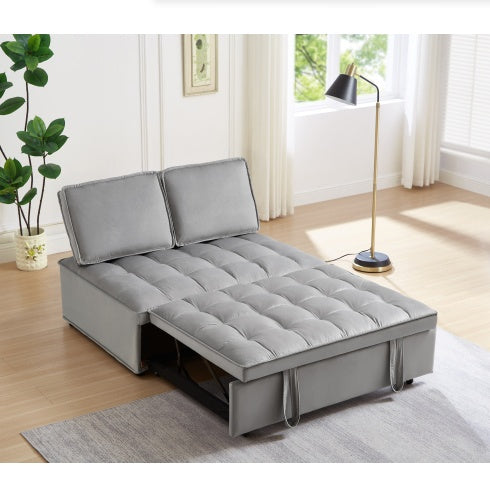 Convertible Sleeping Sofa Bed, Modern Velvet Fabric Double Seat Sofa Bed, Sleeping Sofa Bed With 2 Backs And Detachable Backs, Backs, Suitable For Living Room Bedroom,Grey