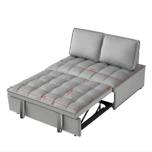 Convertible Sleeping Sofa Bed, Modern Velvet Fabric Double Seat Sofa Bed, Sleeping Sofa Bed With 2 Backs And Detachable Backs, Backs, Suitable For Living Room Bedroom,Grey