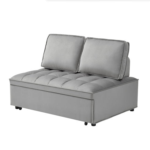 Convertible Sleeping Sofa Bed, Modern Velvet Fabric Double Seat Sofa Bed, Sleeping Sofa Bed With 2 Backs And Detachable Backs, Backs, Suitable For Living Room Bedroom,Grey