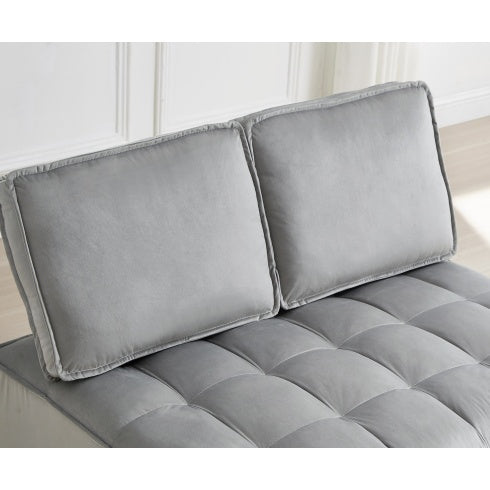 Convertible Sleeping Sofa Bed, Modern Velvet Fabric Double Seat Sofa Bed, Sleeping Sofa Bed With 2 Backs And Detachable Backs, Backs, Suitable For Living Room Bedroom,Grey