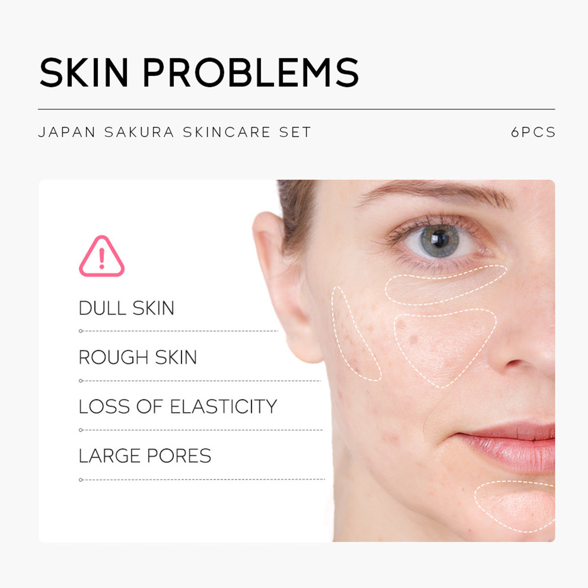 Skin Care Set JAPAN SAKURA Women Beauty Gift Sets Kit With Cleanser, Toner, Lotion, Serum, Eye Cream, Face Cream Travel Kit For Women Teen Girls Mom Daughter TSA-friendly Sizes 6pcs