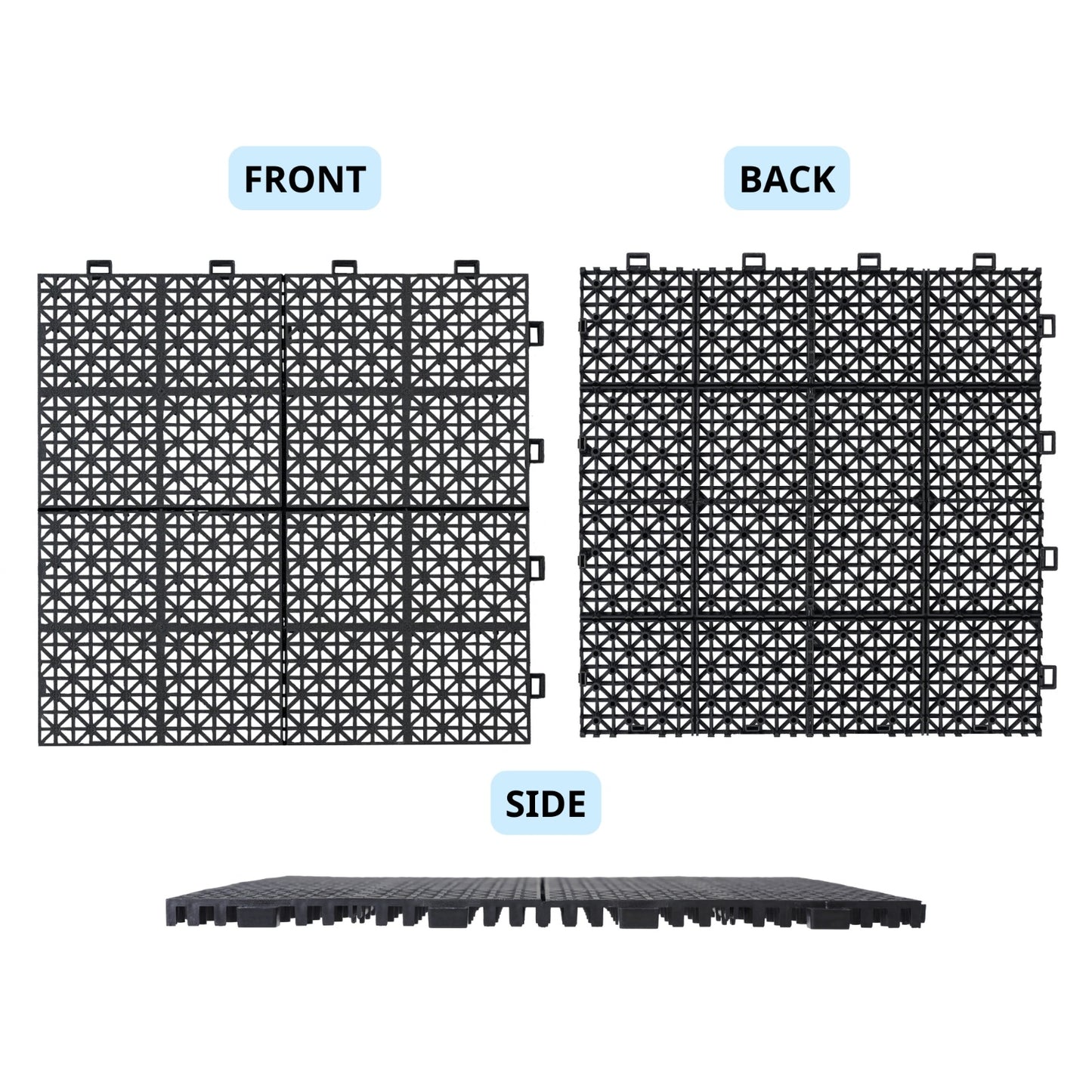 Waterproof Outdoor All-weather Anti Slip Bathroom Black Interlocking Deck