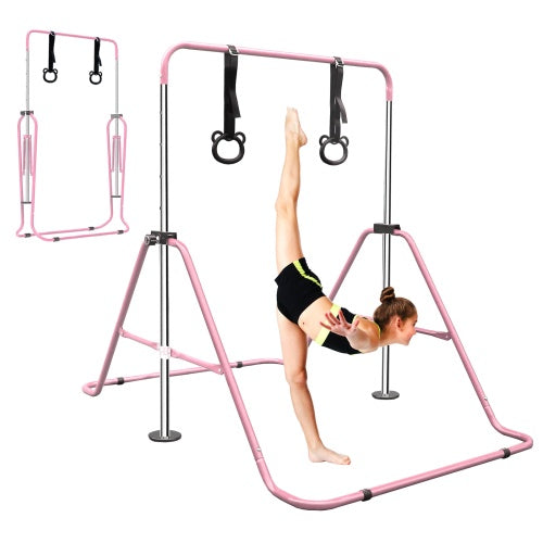 Functional Adjustable Height Children's Horizontal Gymnastic Bar With Bear Rings