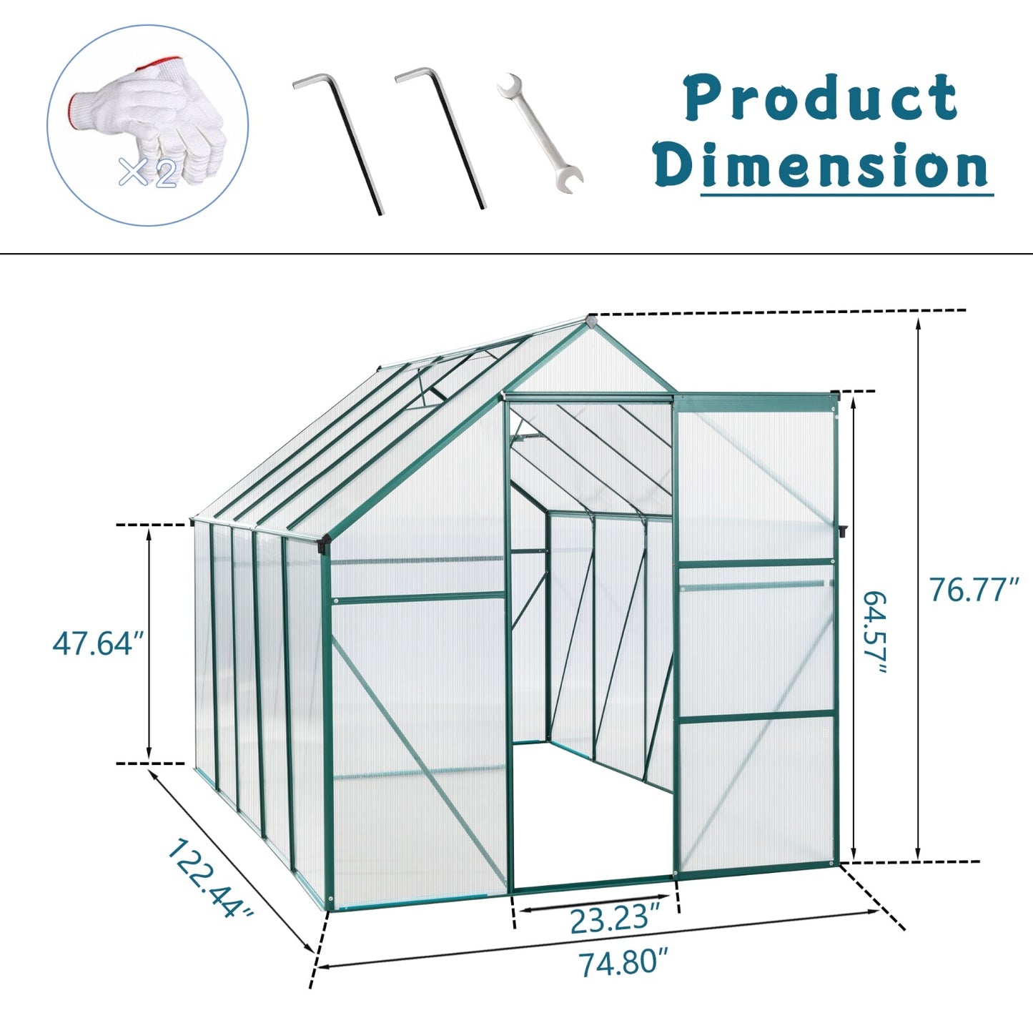 6X10FT Polycarbonate Greenhouse With Raised Base, Anchor, Heavy Duty Walk-in