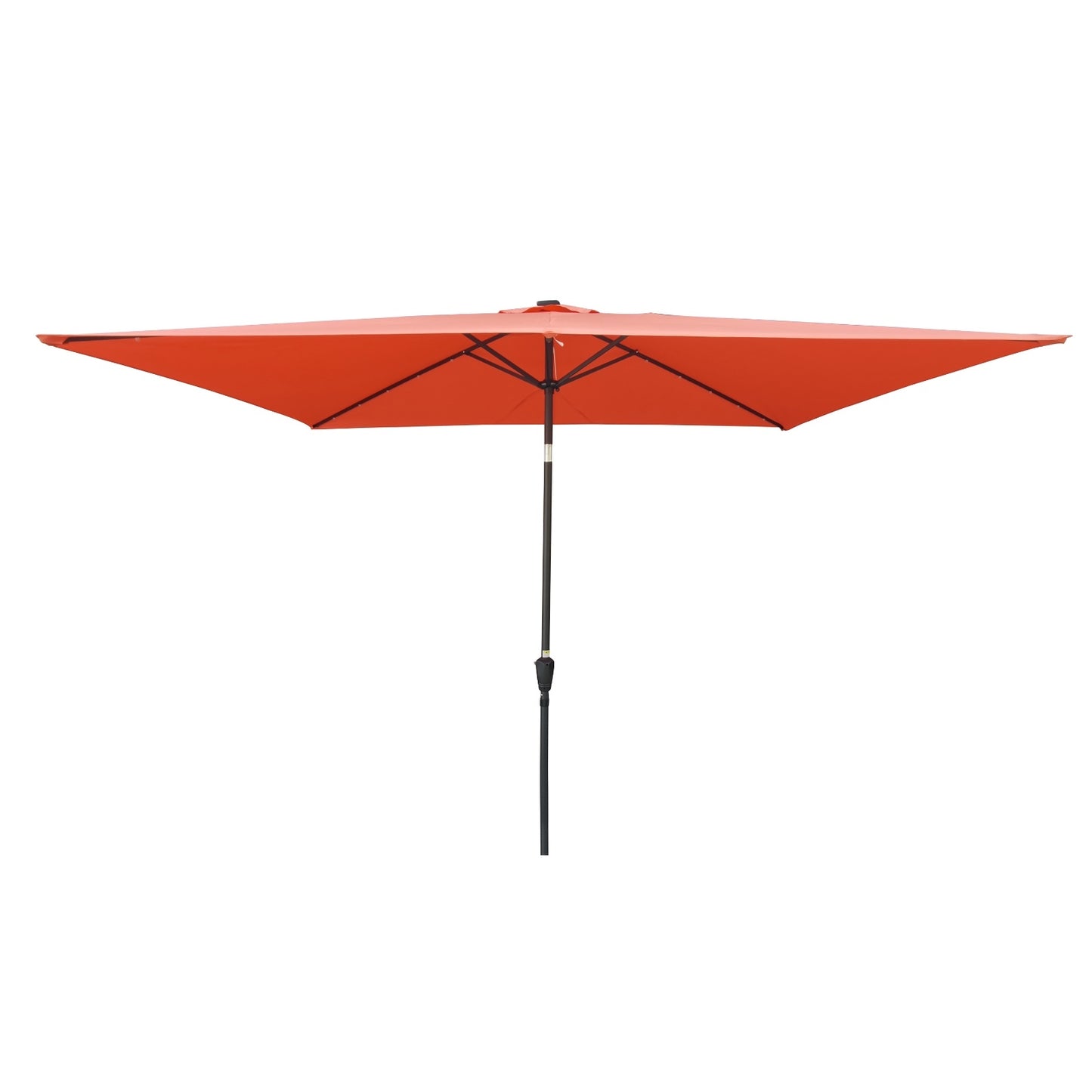 10x6.5ft Rectangular Patio Solar LED Umbrella With Crank And Push Button Tilt