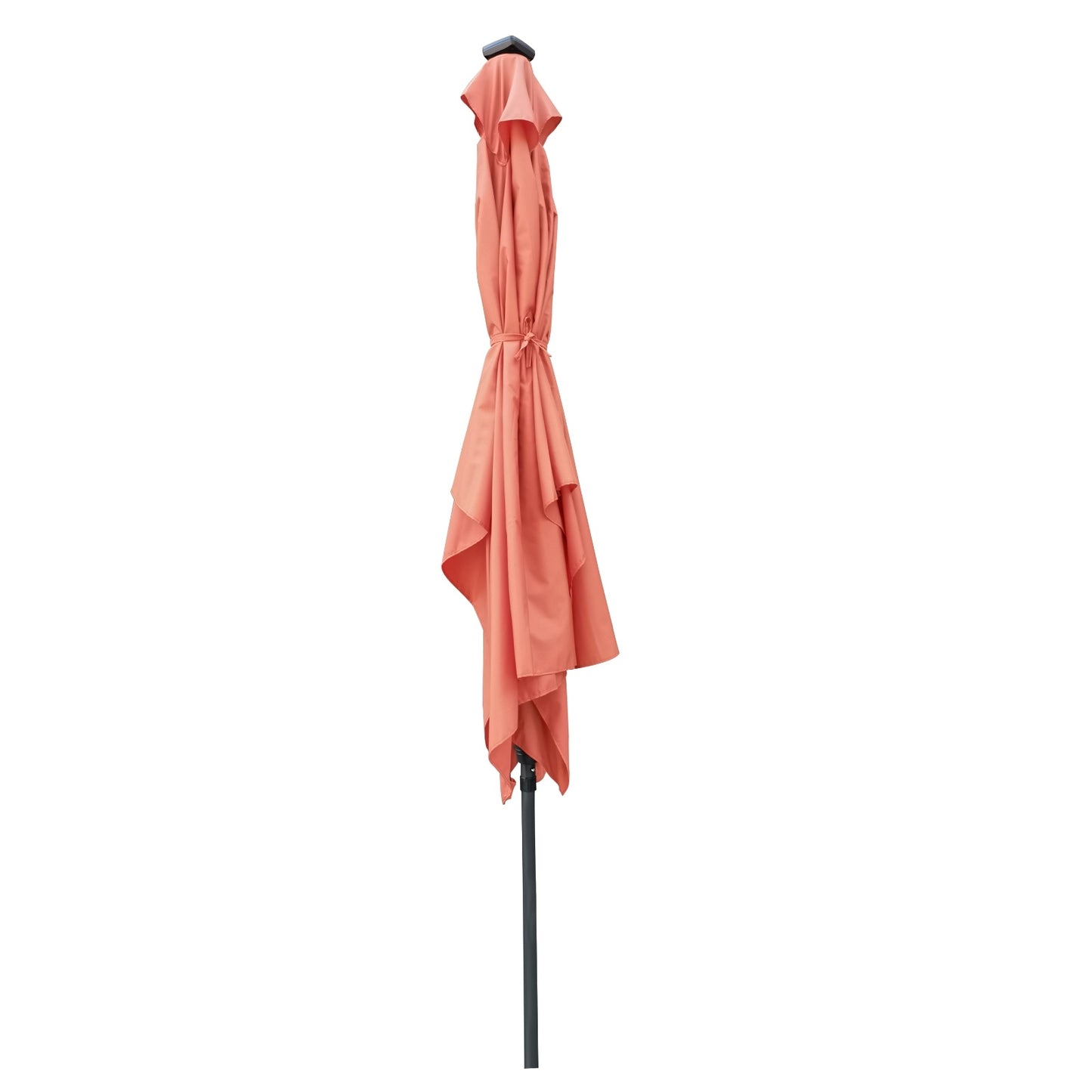10x6.5ft Rectangular Patio Solar LED Umbrella With Crank And Push Button Tilt