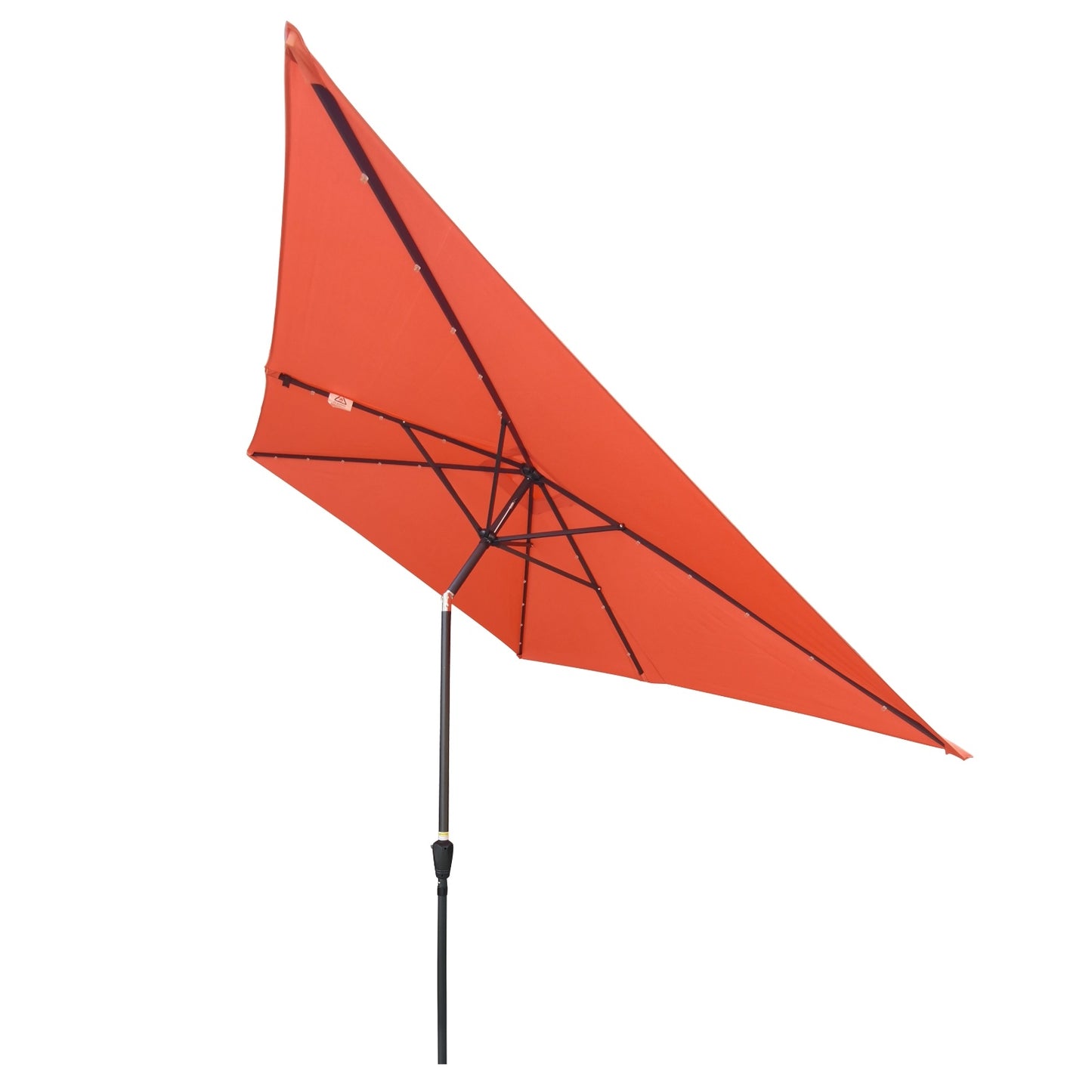 10x6.5ft Rectangular Patio Solar LED Umbrella With Crank And Push Button Tilt