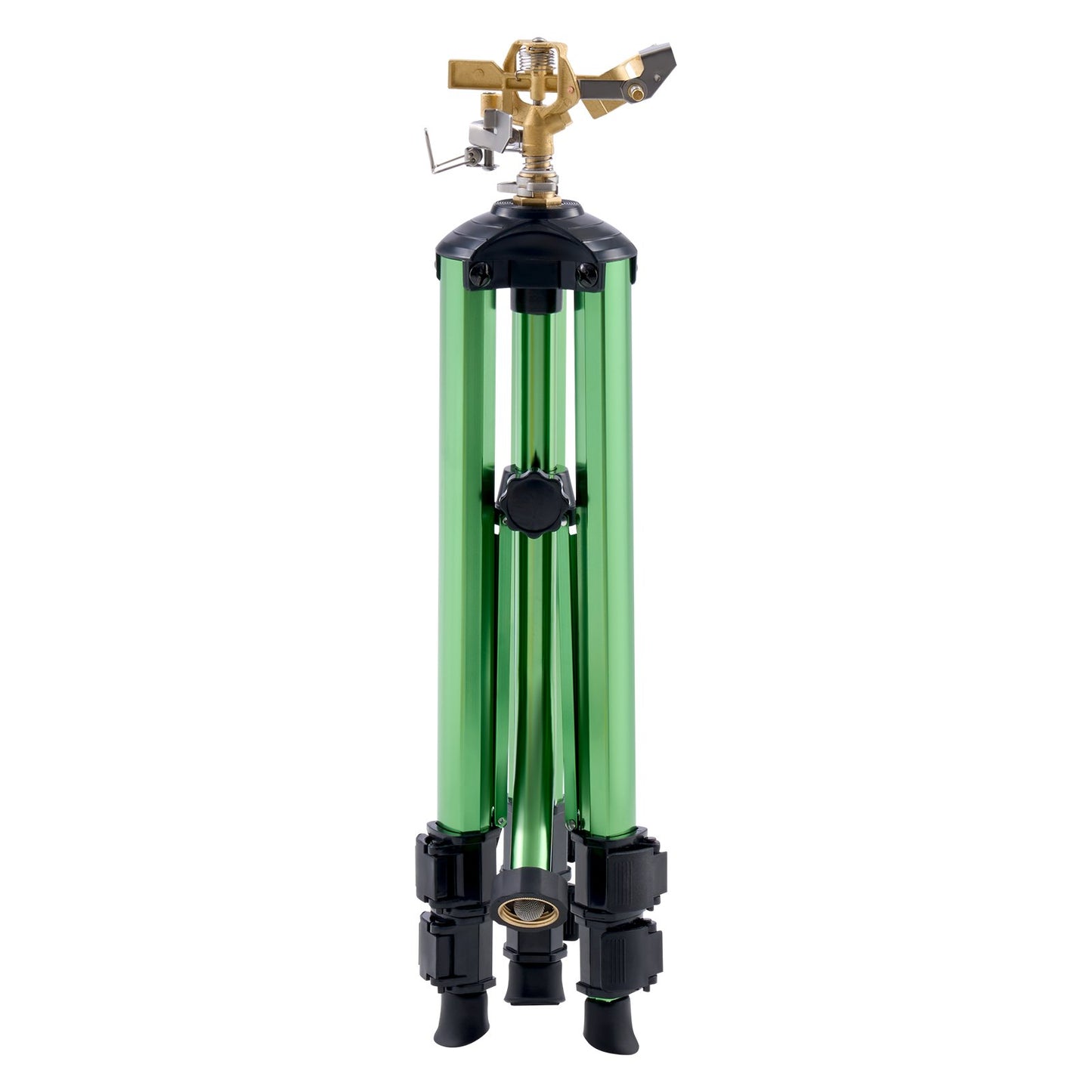 VEVOR Impact Sprinkler On Tripod Base, Heavy Duty Tripod Sprinklers With Brass Head &  Connector, 360 Degree Large Area Coverage Irrigation Sprinkler, Adjustable Heights Sprinkler For Yard Green