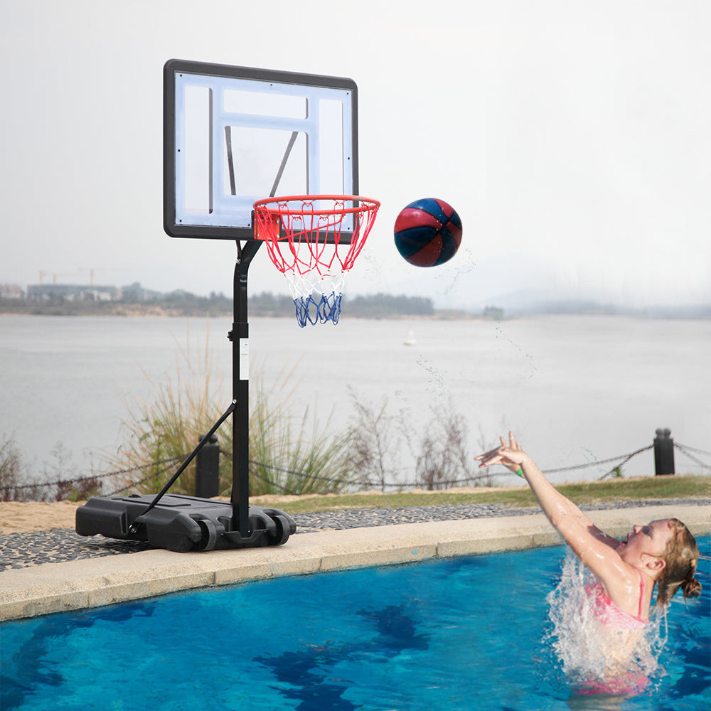 PVC Transparent Board Basket Frame Adjustable 115-135cm Basketball Stand