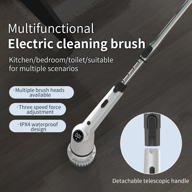 Electric Spin Scrubber - 9 Replacement Brush Heads, 3 Adjustable Sizes, 8000mAh Battery, Dual Speeds, Lightweight USB Handheld Design For Home Cleaning