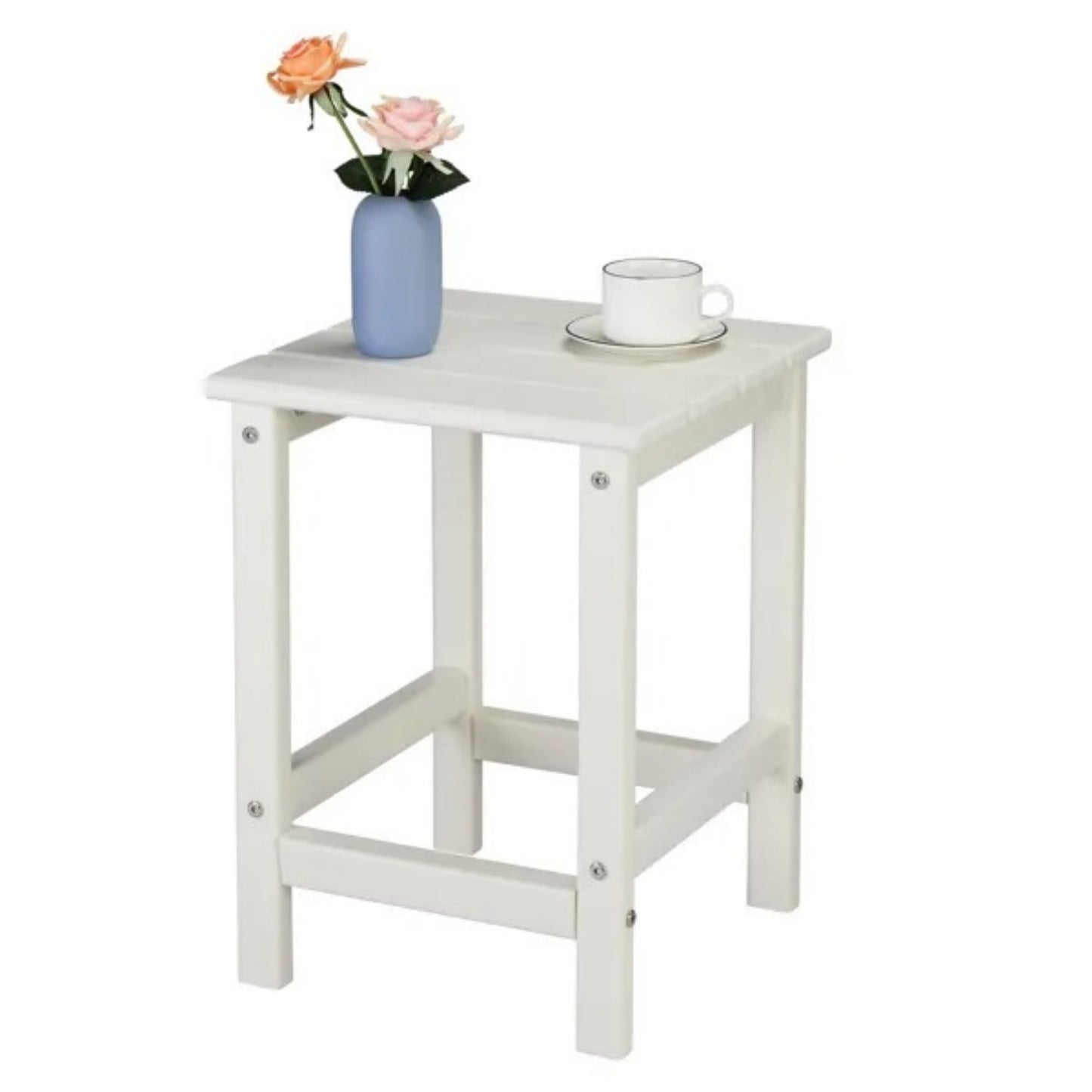 Single Layer Square HDPE Side Table White