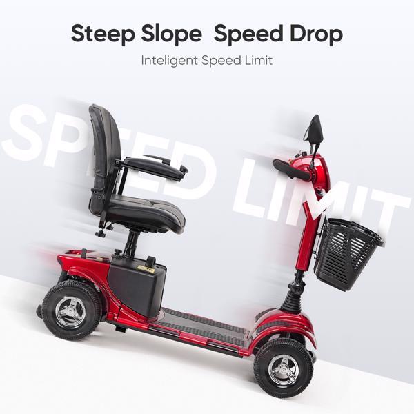 Foldable 4-wheel Electric Scooter With Basket And Extended Battery