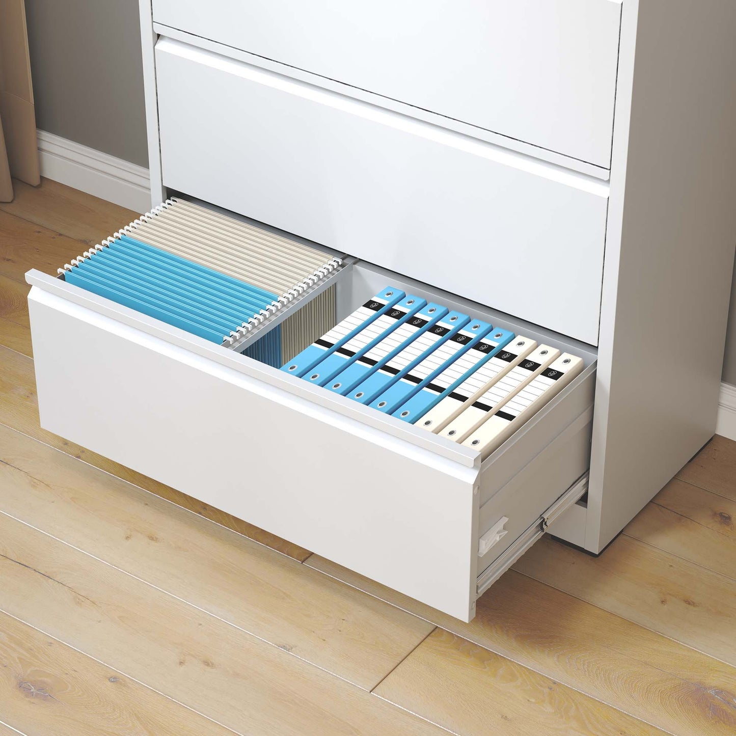 2 Drawer Metal  Mobile File Cabinet, Rolling File Cabinet With Lock For Hanging Legal Letter A4 Size,Fully Assembled Except Wheels