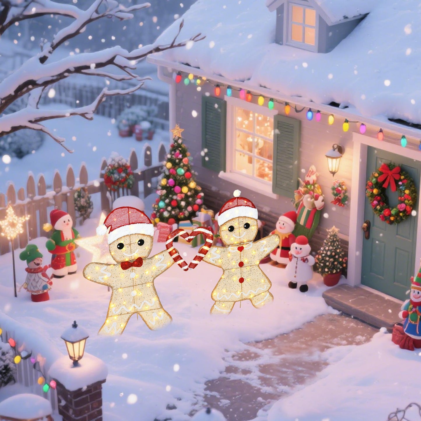 32-inch Boxed Heart-shaped Gingerbread Men, Add Christmas Cheer To Your Space, A Fashionable Choice For Home Decoration,