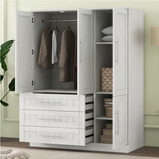 4 Door Wardrobe Armoire Closet With 3 Drawers