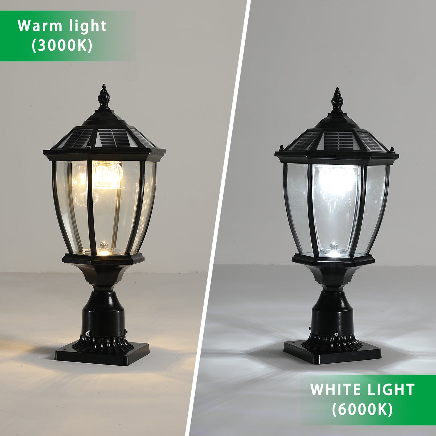 2-Pack Black Solar Powered LED Outdoor Lantern, Vintage Garden Light With Elegant Glass Design For Pathways, Yards, And Patios
