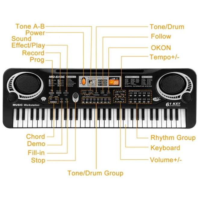 61 Key Digital Music Electronic Keyboard
