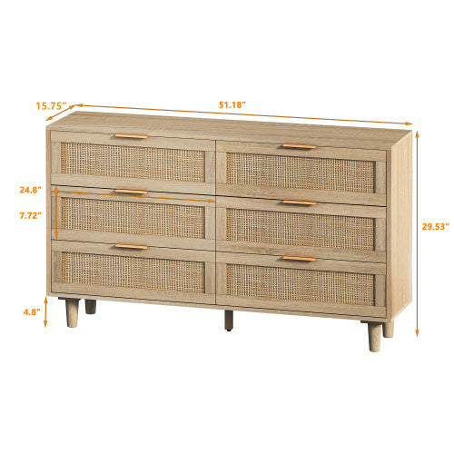 Drawers Rattan Storage Cabinet Rattan Drawer,for Bedroom,Living Room,Natural