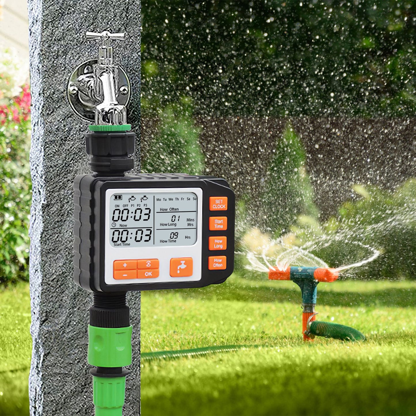1Pc Sprinkler Timer With 3 Watering Programs Manual Mode Automatic Watering System Waterproof Irrigation Timer House Faucet Timer For Garden Yard Lawn