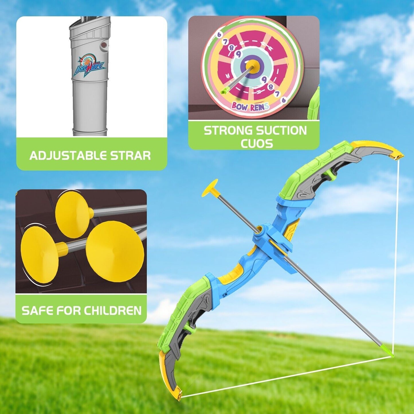 Bow & Arrow Toy Set, LED-lit Archery Toy,10 Suction Cup Arrows, Targets And Arrow Holders, Indoor And Outdoor Children's Toys Suitable For Boys And Girls.Logistics Is Randomly Sent By UPS,USPS,FEdex
