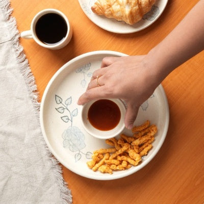 Handcrafted Ceramic Chip And Dip Bowl  Stylish Serving Bowl For Parties  Gatherings