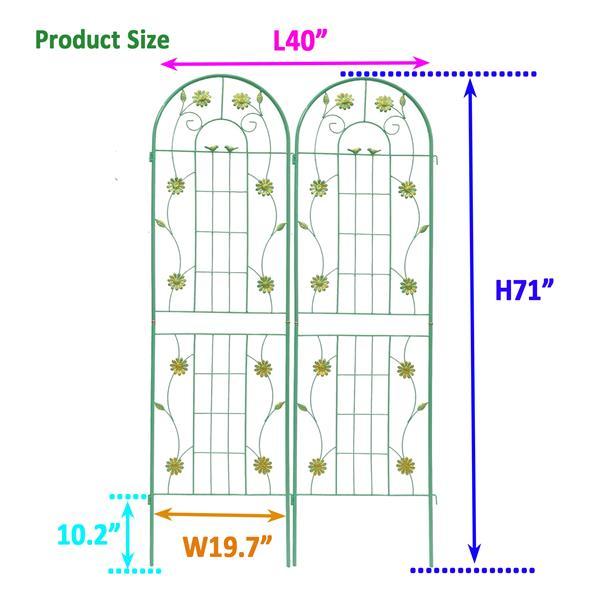 Metal Garden Trellis For Climbing Plants, Outdoor Flower Stand - Green
