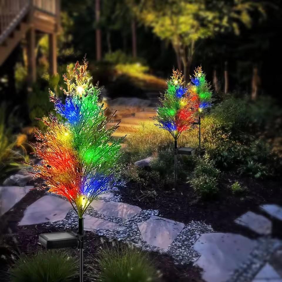 Two-piece Solar Lawn Light, Garden Solar Light Tree, Outdoor Christmas Grass Cypress Garden Light