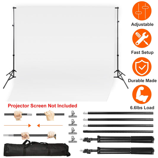 1Pc 6.5 X 10ft Photo Video Studio Backdrop Background Stand Adjustable Heavy Duty Photography Backdrop Support Stand Set With Carrying Bag Clamps