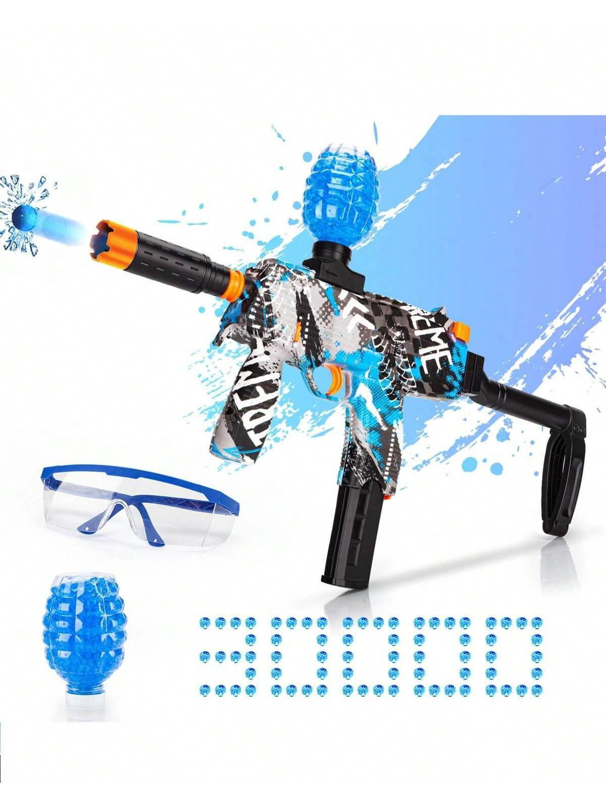 Gel Splatter Ball Blaster, Electric Gel Ball Blaster Toys,Automatic Splat Blaster With 30000pcs Water Gel Balls For Indoor Outdoor Activities Toy Game Backyard Team Game - Boys Birthday For Kids Chris