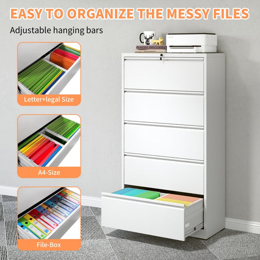 2 Drawer Metal  Mobile File Cabinet, Rolling File Cabinet With Lock For Hanging Legal Letter A4 Size,Fully Assembled Except Wheels