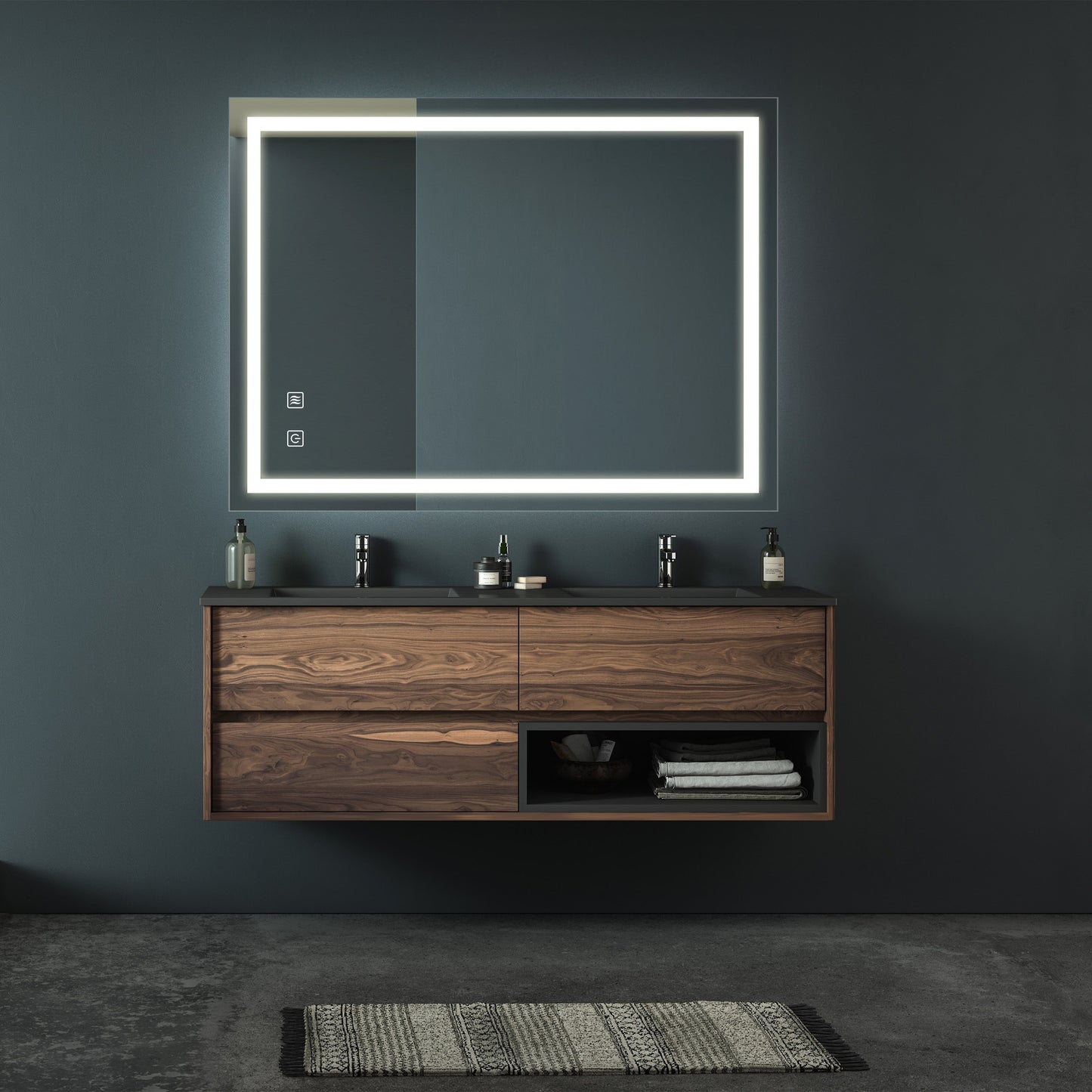 32x24 Inch Bathroom LED Premium Vanity Mirror With Focusing Back Panel, High Lumens, Dimmable Touch, Unavailable Platforms-Welfel