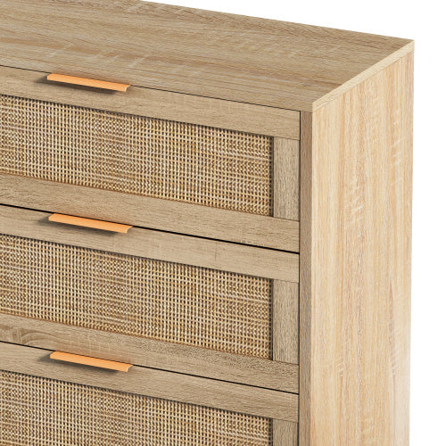 Drawers Rattan Storage Cabinet Rattan Drawer,for Bedroom,Living Room,Natural