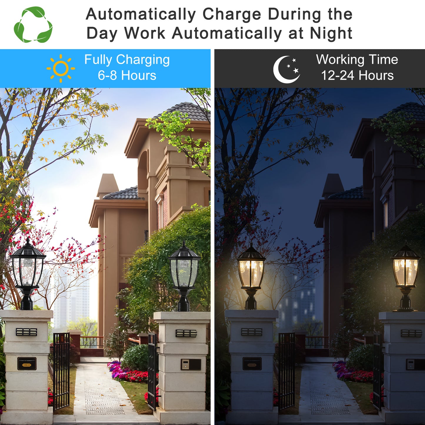 2-Pack Black Solar Powered LED Outdoor Lantern, Vintage Garden Light With Elegant Glass Design For Pathways, Yards, And Patios
