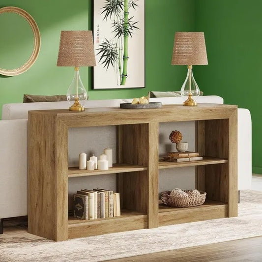 Rustic Wood 3 Tier Console Table