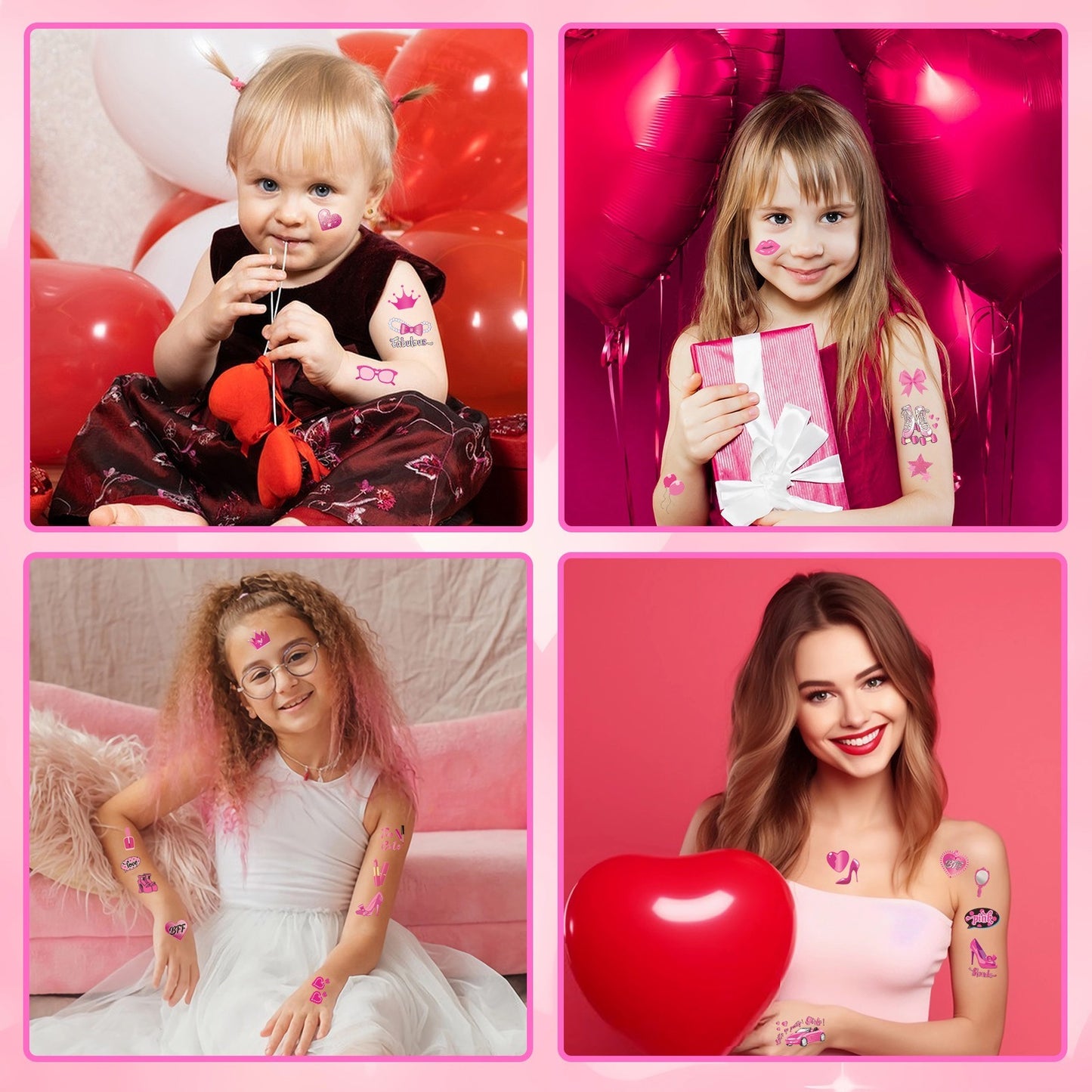 Temporary Tattoos For  Princess Birthday Kiss Tattoos Temporary For Kids Girl Woman  Party Supplies With A Makeup Case